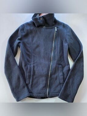 Bench Navy Blue Asymmetrical Zip Flannel Neck Jacket Women Small